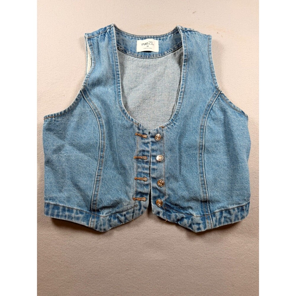 Medium Vintage Rue 21 boho country cottagecore Jean Vest